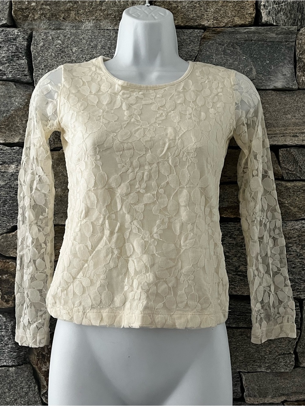 Mustard Pie Cream Lace Long Sleeve Top